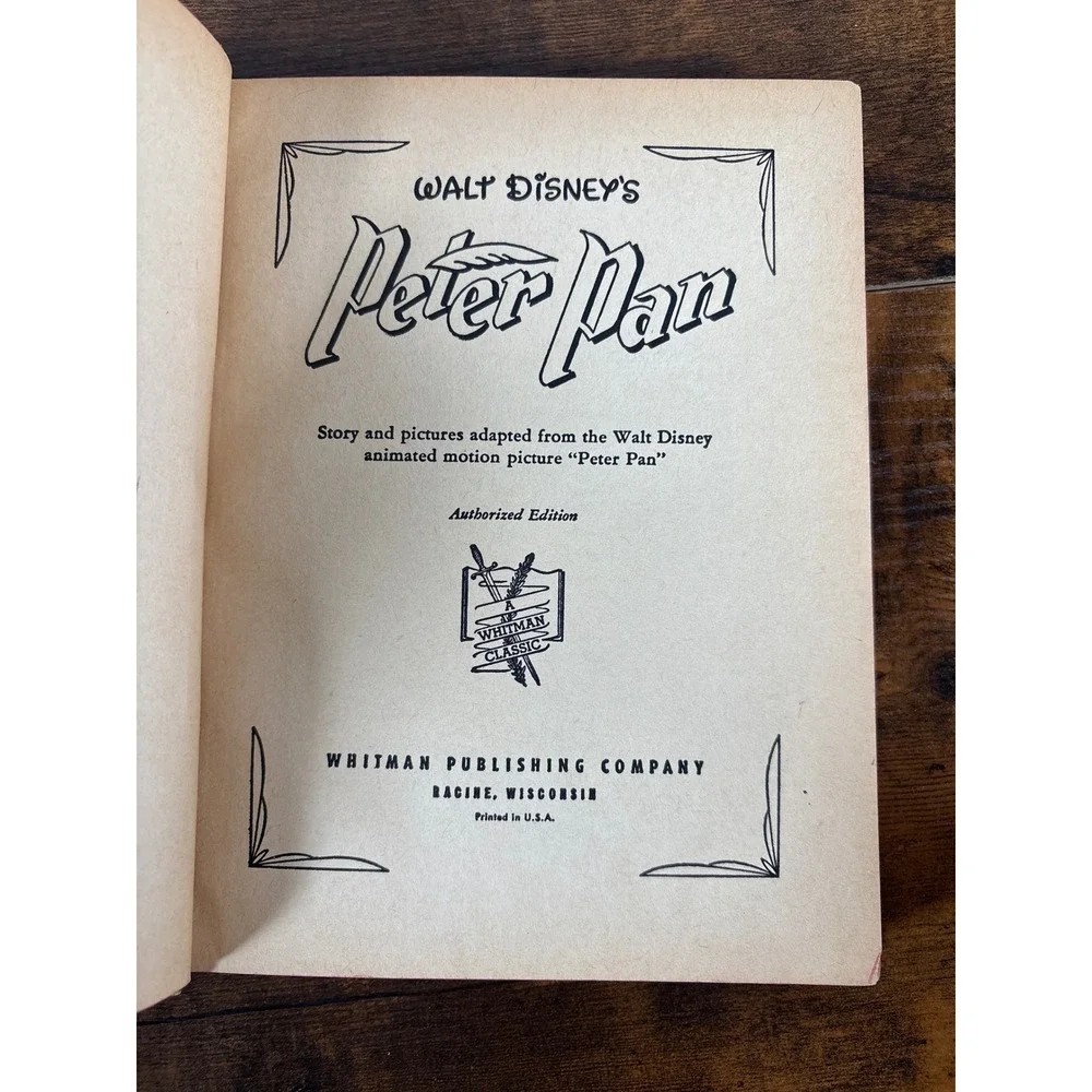 Vintage 1952 Walt Disney Peter Pan Whitman Authorized Edition Hardcover Book